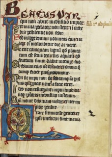 Decorated Initial Q; Engelberg, Switzerland; third quarter of 13th century; Tempera colors and gold leaf on parchment; Leaf