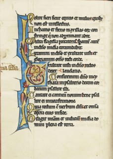 Decorated Initial E; Engelberg, Switzerland; third quarter of 13th century; Tempera colors and gold leaf on parchment; Leaf