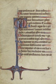 Initial Q: Herod Embracing Pilate; Bute Master, Franco-Flemish, active about 1260 - 1290, Northeastern, illuminated, France