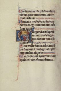 Initial E: Two Kings Lifting the Ark of the Covenant; Bute Master, Franco-Flemish, active about 1260 - 1290, Paris