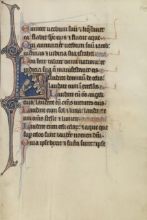 Initial L: A Woman Praying to Christ; Bute Master, Franco-Flemish, active about 1260 - 1290, Northeastern, illuminated, France