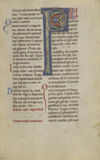 Decorated Initial P; Sicily, probably, Italy; late 12th century; Tempera colors, gold leaf, and ink on parchment