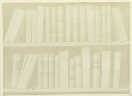 A Scene in a Library; William Henry Fox Talbot, English, 1800 - 1877, Reading, England; 1844; Salted paper print from a paper