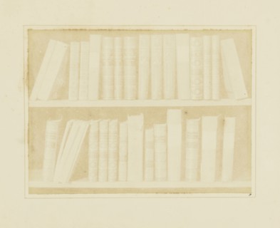 A Scene in a Library; William Henry Fox Talbot, English, 1800 - 1877, Reading, England; 1844; Salted paper print; 13.1 × 17.8