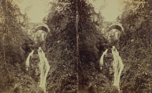 Bridge and waterfall; Possibly George Washington Wilson, Scottish, 1823 - 1893, Scotland; 1860s; Albumen silver print