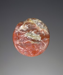 Lentoid engraved seal; Crete, Greece; about 1400 B.C. - 1300 B.C; Jasper; 1.8 × 0.8 cm, 11,16 × 5,16 in