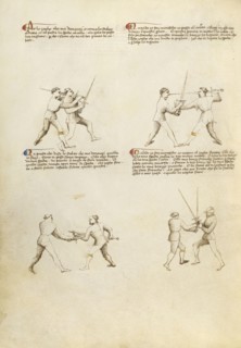 Combat with Sword; Fiore Furlan dei Liberi da Premariacco, Italian, about 1340,1350 - before 1450, Venice, Italy; about 1410