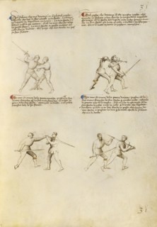 Combat with Sword; Fiore Furlan dei Liberi da Premariacco, Italian, about 1340,1350 - before 1450, Venice, Italy; about 1410