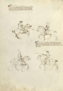 Equestrian Combat with Lance and Sword; Fiore Furlan dei Liberi da Premariacco, Italian, about 1340,1350 - before 1450, Venice