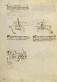 Equestrian Combat with Lance and Dagger; Fiore Furlan dei Liberi da Premariacco, Italian, about 1340,1350 - before 1450, Venice