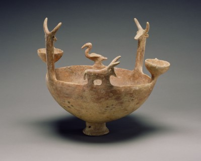 Bowl with Cattle and a Vulture; Cyprus; 2300 - 1900 B.C; Terracotta; 34.6 x 30 cm, 13 5,8 x 11 13,16 in