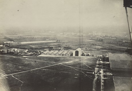 Aerial view of airfield; Fédèle Azari, Italian, 1895 - 1930, Italy; 1914 - 1929; Gelatin silver print; 11.3 x 15.9 cm