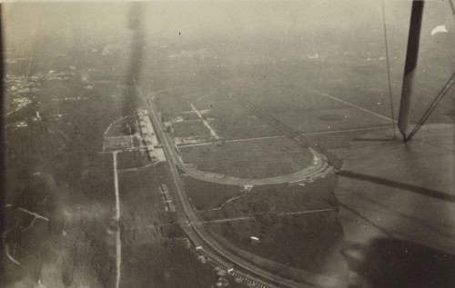 Aerial shot of airfield; Fédèle Azari, Italian, 1895 - 1930, Italy; 1914 - 1929; Gelatin silver print; 8.3 x 9 cm