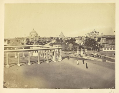 Fluted Columns and Courtyard in the Kaiserbagh, Lucknow; Lucknow, India; about 1863 - 1887; Albumen silver print
