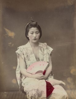 Musum Summer Costume; Baron Raimund von Stillfried, Austrian, 1839 - 1911, Japan; 1870s - 1890s; Hand-colored Albumen silver