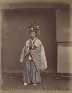 Woman in Headdress; Kusakabe Kimbei, Japanese, 1841 - 1934, active 1880s - about 1912, Japan; 1870s - 1890s; Hand-colored