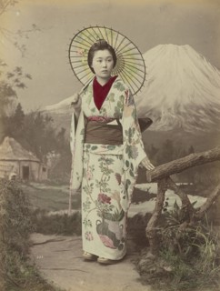 Woman with Parasol; Kusakabe Kimbei, Japanese, 1841 - 1934, active 1880s - about 1912, Japan; 1870s - 1890s; Hand-colored