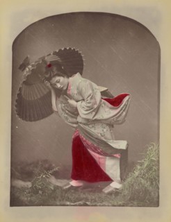 Wind Costume; Baron Raimund von Stillfried, Austrian, 1839 - 1911, Japan; 1870s - 1890s; Hand-colored Albumen silver print