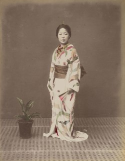 Woman with Potted Plant; Kusakabe Kimbei, Japanese, 1841 - 1934, active 1880s - about 1912, Japan; 1870s - 1890s; Hand-colored