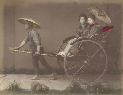 Jinrikishia; Kusakabe Kimbei, Japanese, 1841 - 1934, active 1880s - about 1912, Japan; 1870s - 1890s; Hand-colored Albumen