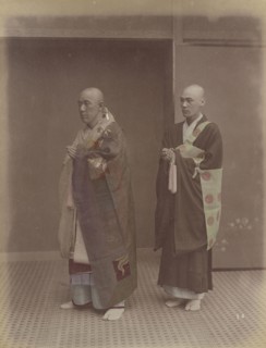 Buddhist Priests; Kusakabe Kimbei, Japanese, 1841 - 1934, active 1880s - about 1912, Japan; 1870s - 1890s; Hand-colored Albumen