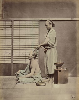 Hair Dressing in Japanese Style; possibly Kusakabe Kimbei, Japanese, 1841 - 1934, active 1880s - about 1912, Japan; 1870s