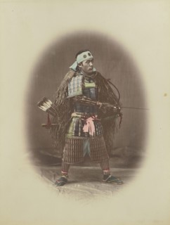 Samurai in Armour; Kusakabe Kimbei, Japanese, 1841 - 1934, active 1880s - about 1912, Japan; 1870s - 1890s; Hand-colored