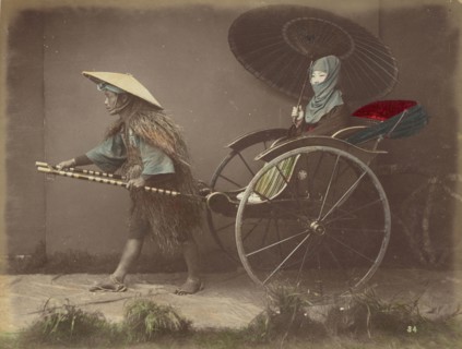 Jinrikishia; Kusakabe Kimbei, Japanese, 1841 - 1934, active 1880s - about 1912, Japan; 1870s - 1890s; Hand-colored Albumen
