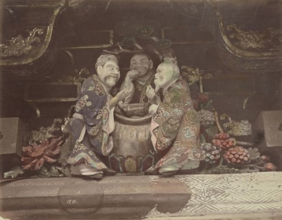 Carving Images in the Top of the Great Gate, at Nikko; Kusakabe Kimbei, Japanese, 1841 - 1934, active 1880s - about 1912, Nikko