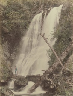 Gehino Taki, Waterfall, at Nikko; Kusakabe Kimbei, Japanese, 1841 - 1934, active 1880s - about 1912, Nikko, Japan; 1870s