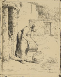Femme Vidant Un Seau; Jean-François Millet, French, 1814 - 1875, Paris, France; plate 1862; print 1921; Cliché verre