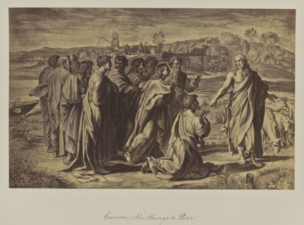 Cartoon, The Charge to Peter; Attributed to Leonida Caldesi, Italian, 1823 - 1891, Great Britain; 1865; Albumen silver print