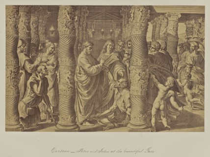 Cartoon, Peter and John at the beautiful Gate; Attributed to Leonida Caldesi, Italian, 1823 - 1891, Great Britain; 1865