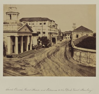 Scotch Church, Court House, and Entrance to the Dock Yard, Bombay; Charles Scott, British, active 1850s, Joseph Hogarth