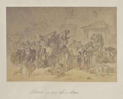 Sketches in Ireland by Phiz. Scene at an Inn door; about 1865; Albumen silver print