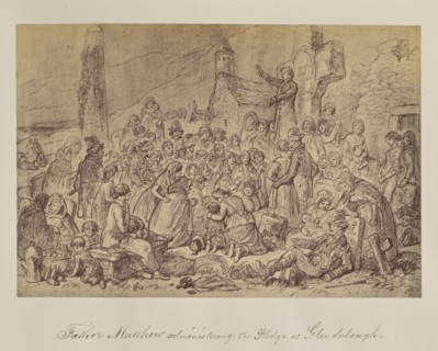 Father Matthew administering the Pledge at Glendulough; about 1865; Albumen silver print