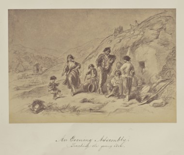 An Evening Assembly. Teaching the young idea; about 1865; Albumen silver print