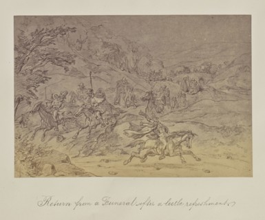 Return from a Funeral - after a leetle, sic, refreshment; about 1865; Albumen silver print