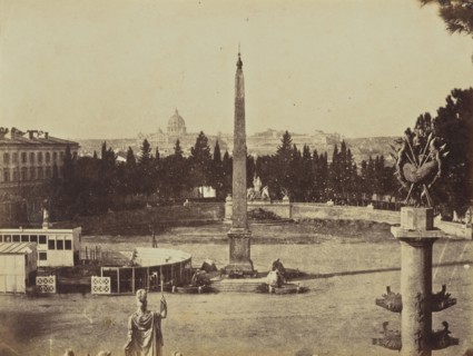 Piazza del Popolo, Rome; Mrs. Jane St. John, British, 1803 - 1882, Rome, Italy; 1856 - 1859; Albumen silver print from a paper