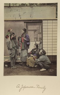 A Japanese Family; Shinichi Suzuki, Japanese, 1835 - 1919, Japan; about 1873 - 1883; Hand-colored Albumen silver print
