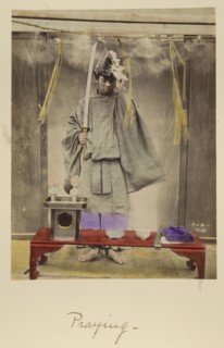 Praying; Shinichi Suzuki, Japanese, 1835 - 1919, Japan; about 1873 - 1883; Hand-colored Albumen silver print
