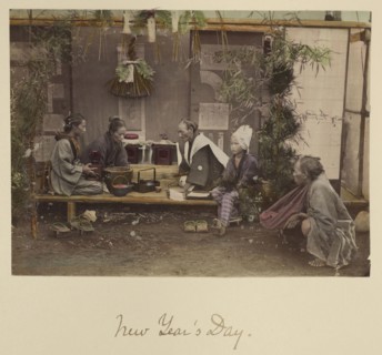 New Year's Day; Shinichi Suzuki, Japanese, 1835 - 1919, Japan; about 1873 - 1883; Hand-colored Albumen silver print