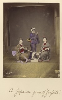 A Japanese game of forfeits; Shinichi Suzuki, Japanese, 1835 - 1919, Japan; about 1873 - 1883; Hand-colored Albumen silver