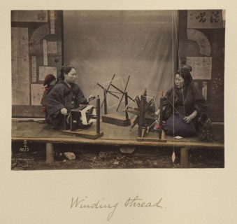 Winding Thread; Shinichi Suzuki, Japanese, 1835 - 1919, Japan; about 1873 - 1883; Hand-colored Albumen silver print