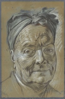 Portrait of Louis de Silvestre; Maurice-Quentin de La Tour, French, 1704 - 1788, about 1753; Black and white chalk, blue