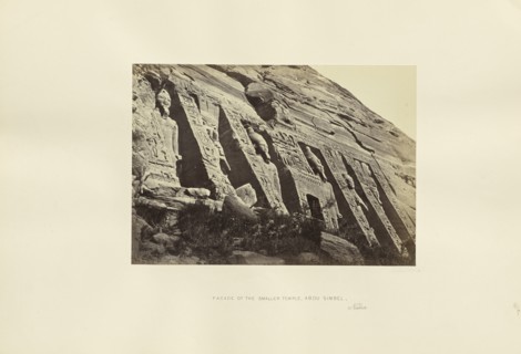 Facade of the Smaller Temple, Abou Simbel, Nubia; Francis Frith, English, 1822 - 1898, Abu Simbel, Nubia, Egypt; 1857; Albumen