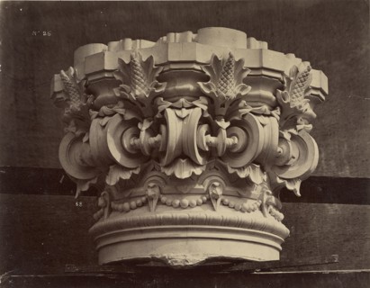 Chapiteau des colonnes supportant la 1re volée du grand escalier; Louis-Émile Durandelle, French, 1839 - 1917, Paris, France