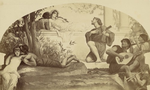 La Musique amoureuse; Louis-Émile Durandelle, French, 1839 - 1917, Paris, France; about 1875; Albumen silver print