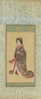 Geisha; Japan; 1870s - 1890s; Watercolor; 11.3 x 5.7 cm, 4 7,16 x 2 1,4 in