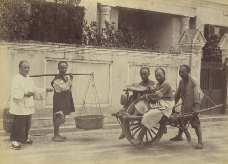 Passenger Wheelbarrow, Shanghai; Attributed to John Thomson, Scottish, 1837 - 1921, Shanghai, Kiangsu, China; 1870s - 1890s